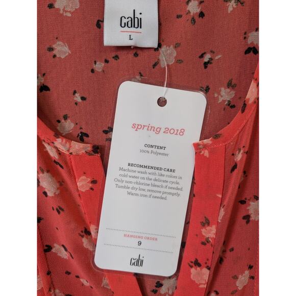 Cabi Top Womens Large Suave Pintuck Blouse Coral Blossom Semi-Sheer Tank - Picture 3 of 11